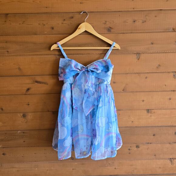 Dolls Kill x Little Pony Rainbow Chaser Organza Babydoll Mini Dress XS Bow - Picture 1 of 6